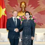 Chủ tịch Quốc hội Nguyễn Thị Kim Ngân tiếp Đại sứ, Trưởng phái đoàn EU tại Việt Nam, ông Bruno Angetlet. Ảnh: TTXVN